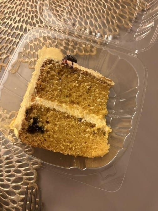 Vegan Lemon Blueberry Cake - slice.
